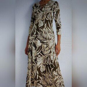 Ralph Lauren Tropical Print Maxi Dress Earthy Tropical Vacation Dress Boho Chic